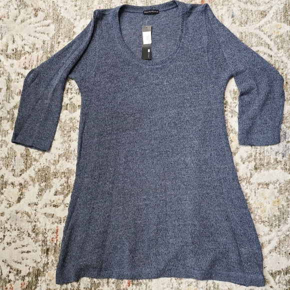 Nally And Millie Long Sleeve Blue Tunic Knit Tops Long Size L-NWT - Picture 9 of 15